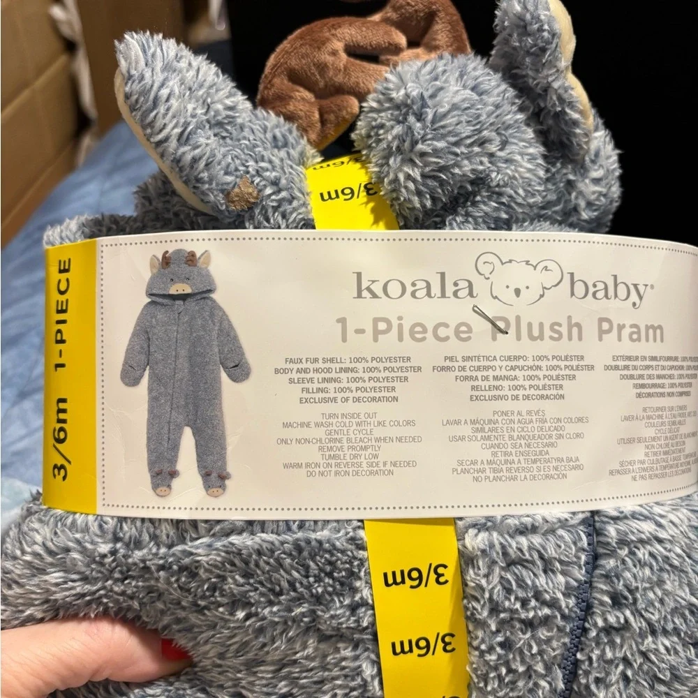 NWT Koala Kids Gray Fleece Footie Size 3-6M